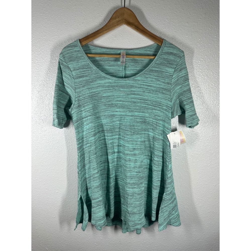 LuLaRoe T-Shirt‎ Womens S Green Perfect T Short Sleeve Ribbed Space Dye Knit